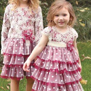 Isobella & Chloe Darling Toddler Dress Cherry Red & Ivory‎ Lace 2T NEW